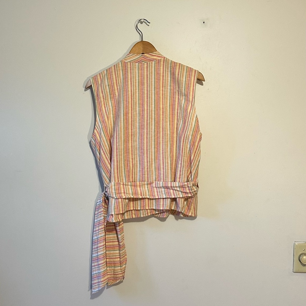 Talbots Linen/Cotton Blend Sleeveless Wrap Blouse- Sz XL - Picture 3 of 5